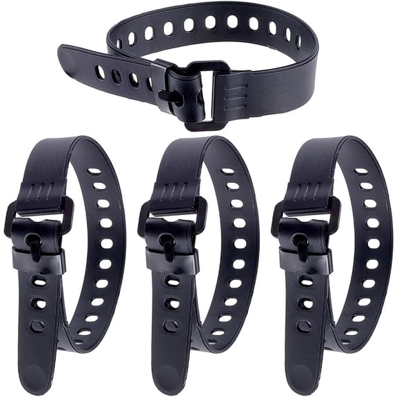 4 Pack Reusable Industrial Straps 19.3inch Long Rubber Tension Strap Black Utility Rubber Straps with Metal Buckle Gear Strap Black