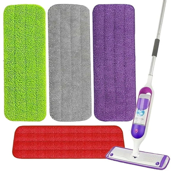 4 Pack Reusable Mop Pads Compatible with Swiffer PowerMop, Wood Floor Pads Microfiber Mop Replacement Refills Machine Washable for All Floor Surfaces15.3 * 5.1 in,Multicolor