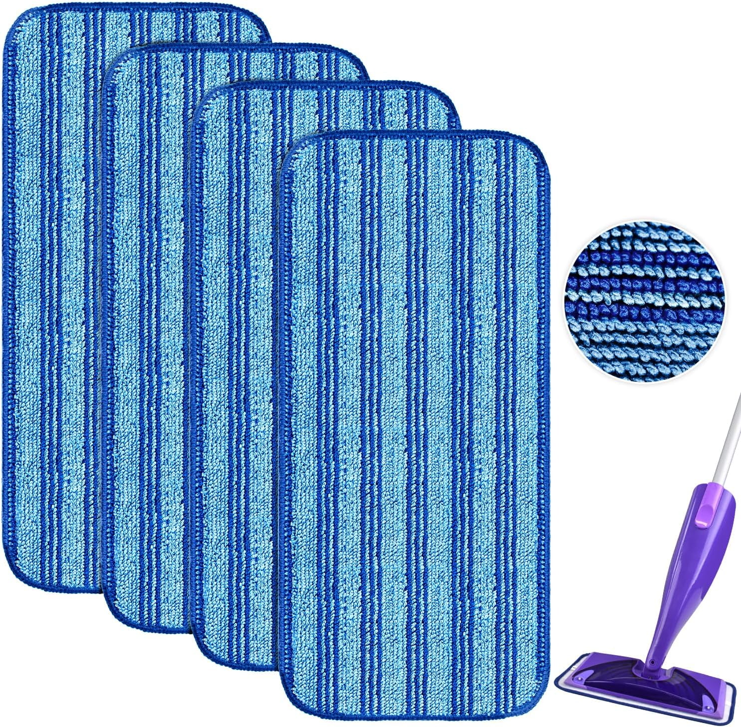 4 Pack Reusable Mop Pads Compatible with Swiffer Wetjet mops, Mop Pads