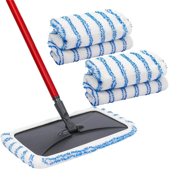 4 Pack Reusable Mop Replacement Pads Suitable for 15*8 inch Flat Mops, Compatible with Hardwood Floor More Microfiber Mop, Cotton Terry Cloth, Floor Cleaner Pads(Not Included Mop)