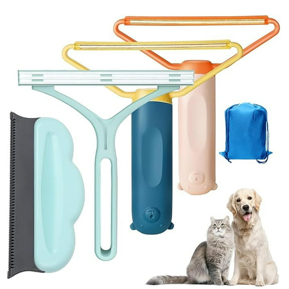 4-Pack Reusable Pet Hair Remover for Furniture – Efficient Cat & Dog Hair Removal Tool for Couches, Carpets & Upholstery.