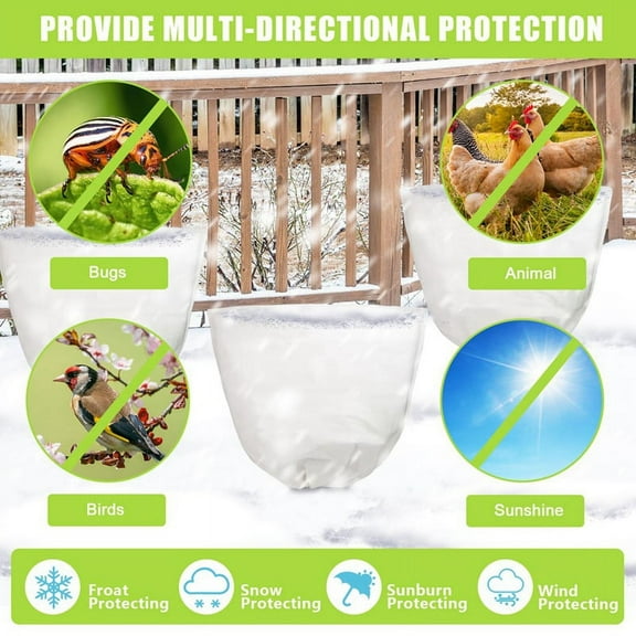 4 Pack Reusable Plant Covers Freeze Protection,Winter Plant Cover Bags with Zipper/Drawstring