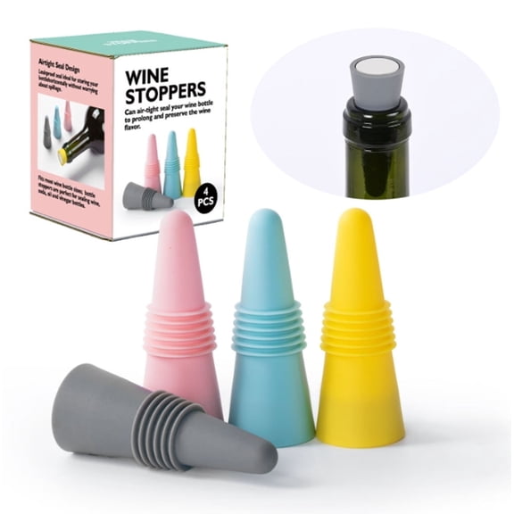 4 Pack Silicone Bottle Stoppers, Beverage Bottle Caps for Wine and Drink Bottles, TIKA