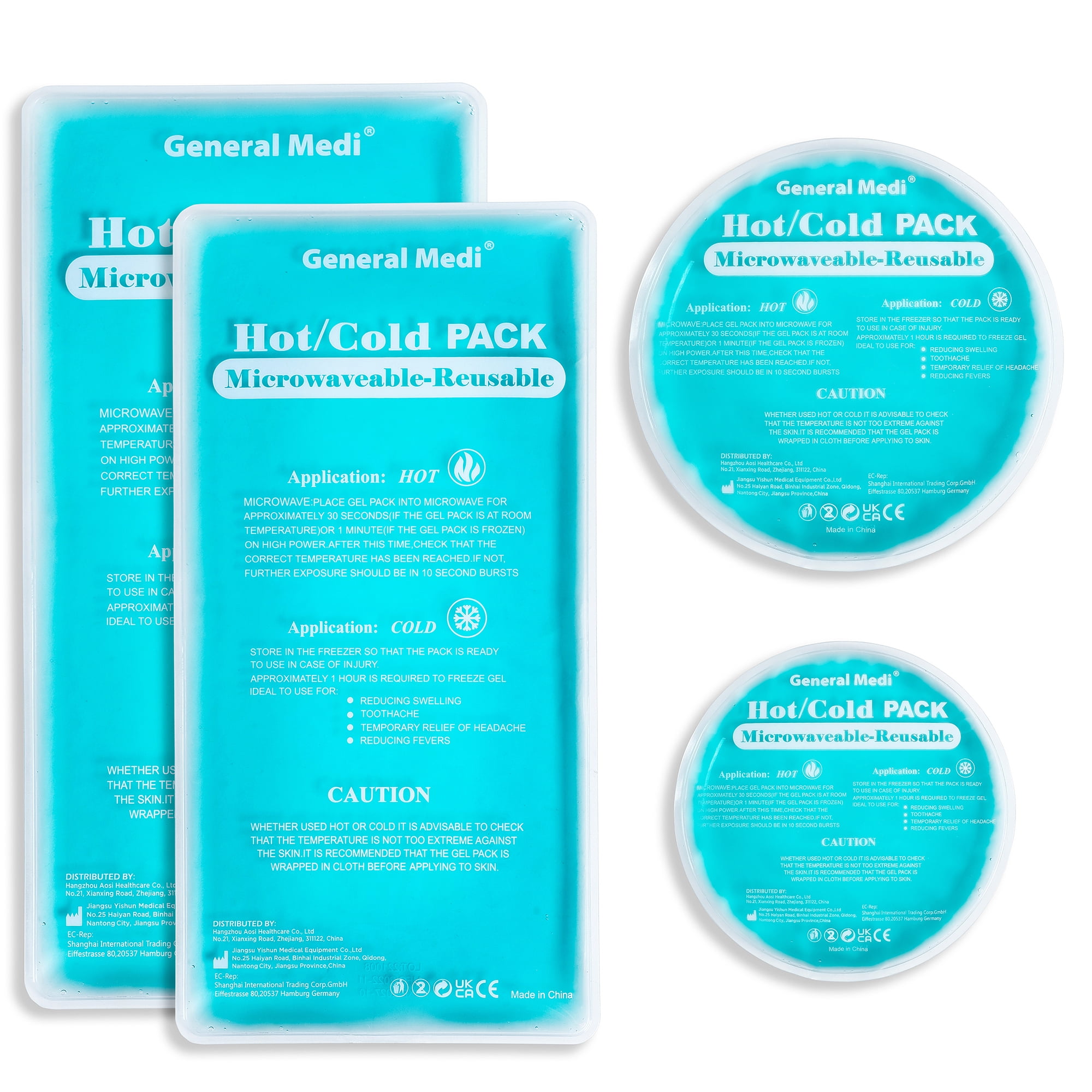 4 Pack Reusable Soft Gel Ice Pack - Hot and Cold Compress for Migraine  Relief 