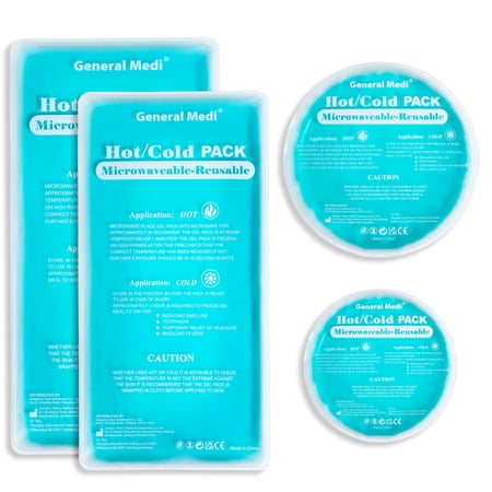 4 Pack Reusable Soft Gel Ice Pack - Hot and Cold Compress for Migraine Relief