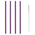 thumbnail image 1 of 4 Pack Reusable Stainless Steel Straws with Case & 1 Brushes, Straight Reusable Drinking Straws, Metal Stainless Steel Eco-Friendly 10.5In, with 1 Cleaning Brush (Purple), 1 of 3