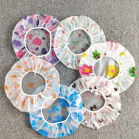 4-Pack Reusable Waterproof Shower Caps for Women & Kids, Adjustable Elastic Bath Hair Covers for Travel, Spa & Daily Shower Protection
