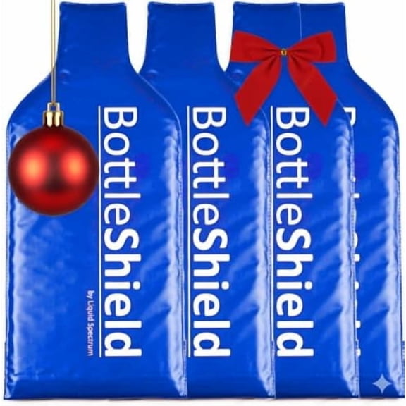 4 Pack Reusable Wine Protector Travel Bag by Bottle Shield - Bubble Cushioning Wrap Suit | Unbreakable Bottle Sleeve, Leak Proof - Wine Tote Bags Accessory for Suitcase Luggage