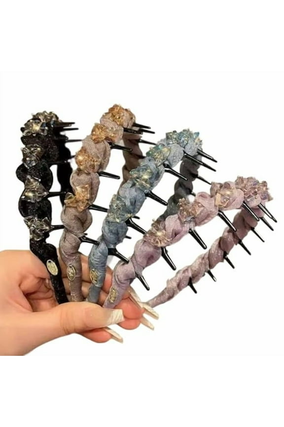 4 Pack Rhinestone Headband with Teeth for Women, Vintage High Cranium Hairband, Elegant Crystal Head Bands Decorative Hair Hoop, Bridal Hair Hoop Party Wedding Hair Accessories