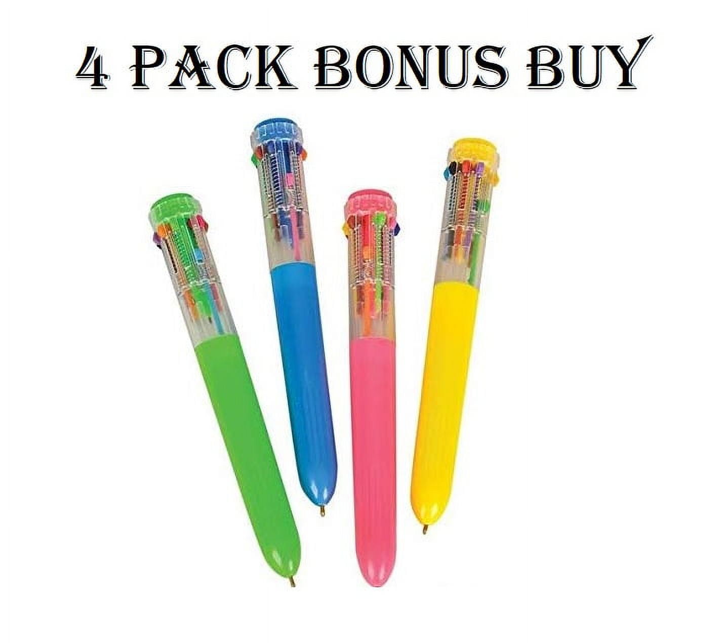 Fun Express Shuttle Pens with 10 Retracable Ink Colors - Bulk set of Neon  12 Pens - Classroom Teacher Rewards and Party Favors
