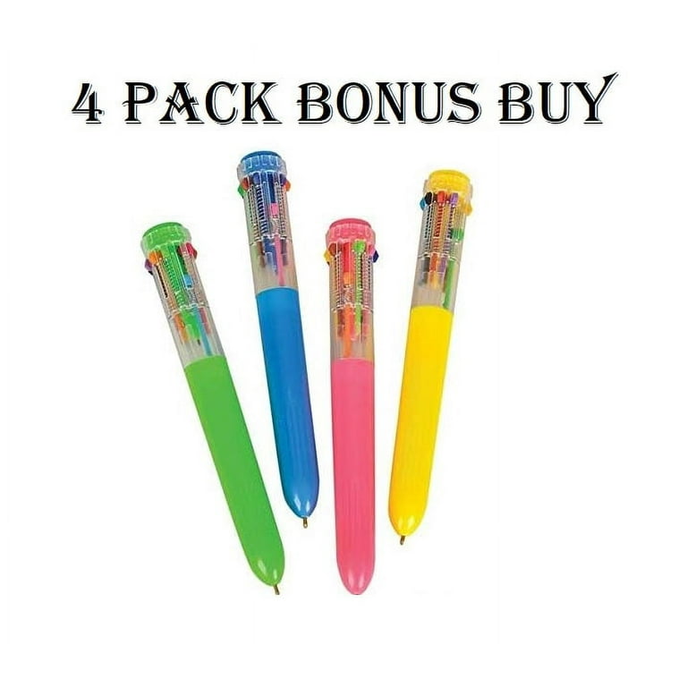 (4 Pack) Rhode Island Novelty Ten Color Retractable Shuttle Retro Pen, Other