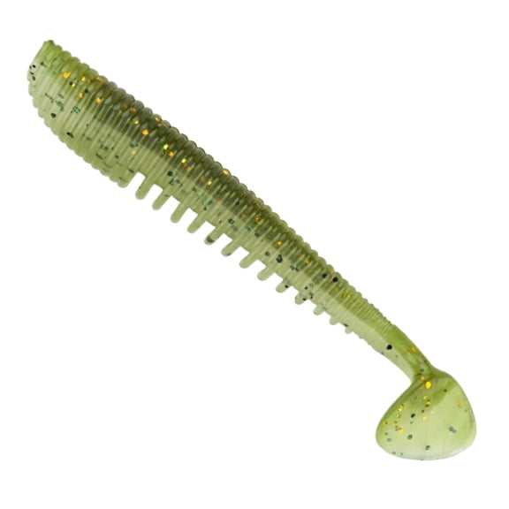 4 Pack Ribbon Fish Lure Multi Tooth T Tail Soft Bait with Glitter, Artificial Worm for Fishing Use for Trout Bass 5Inch