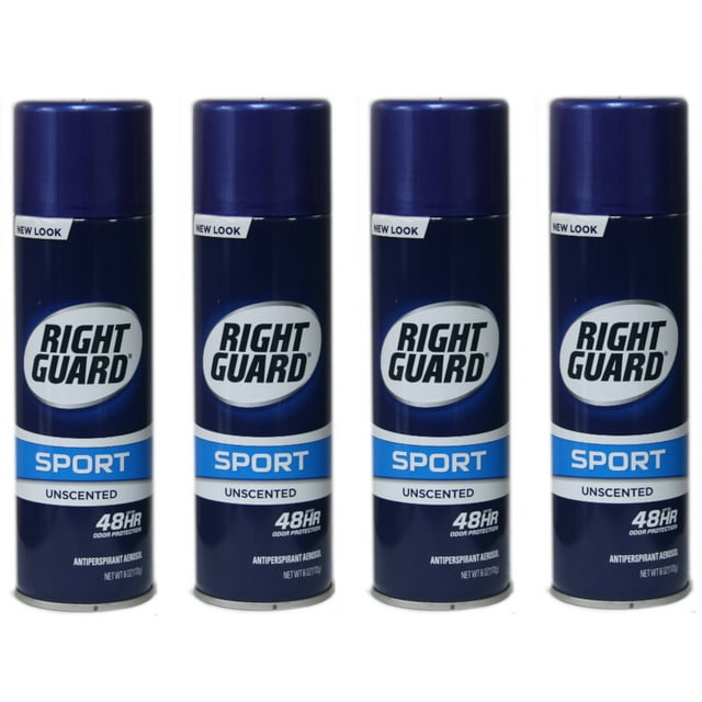 4 Pack Right Guard Sport Anti Perspirant Deodorant Spray Unscented, 6oz