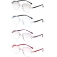 thumbnail image 1 of 4 Pack Rimless Reading Glasses Rectangle Readers Women Lightweight Clear Frame Office Computer, 1 of 6
