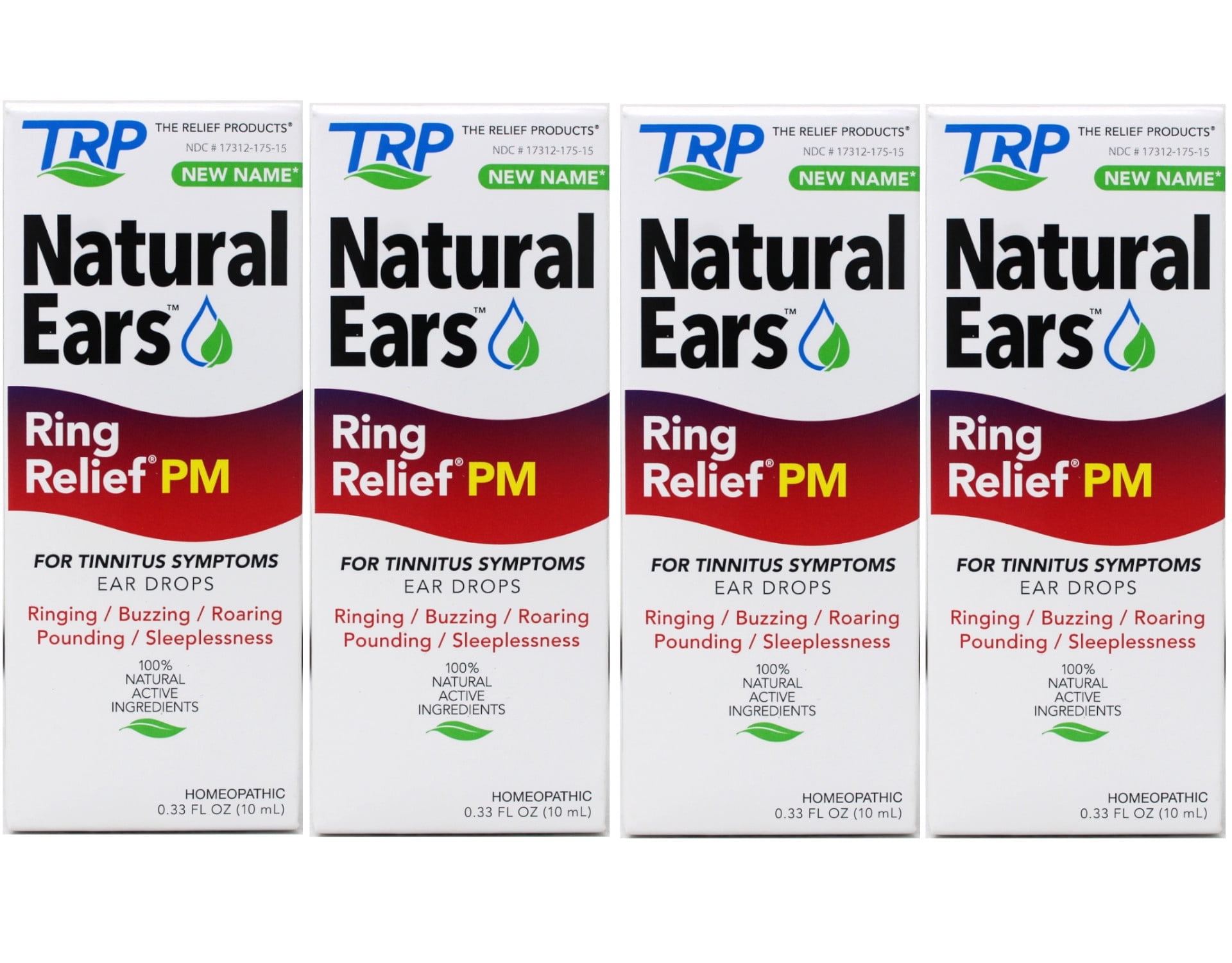 4 Pack - TRP Natural Ears, Ring Relief PM Ear Drops for Ringing in The Ears and Tinnitus Symptoms, Night time Formula