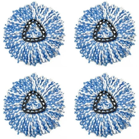 4 Pack Rinse Clean Spin Mop Replacement Head, Blue EasyWring Mop Refills Compatible with Rinse Clean Triangle Spin Mop, 100% Microfiber, Deep Cleaning Machine Washable and Easy to Replace