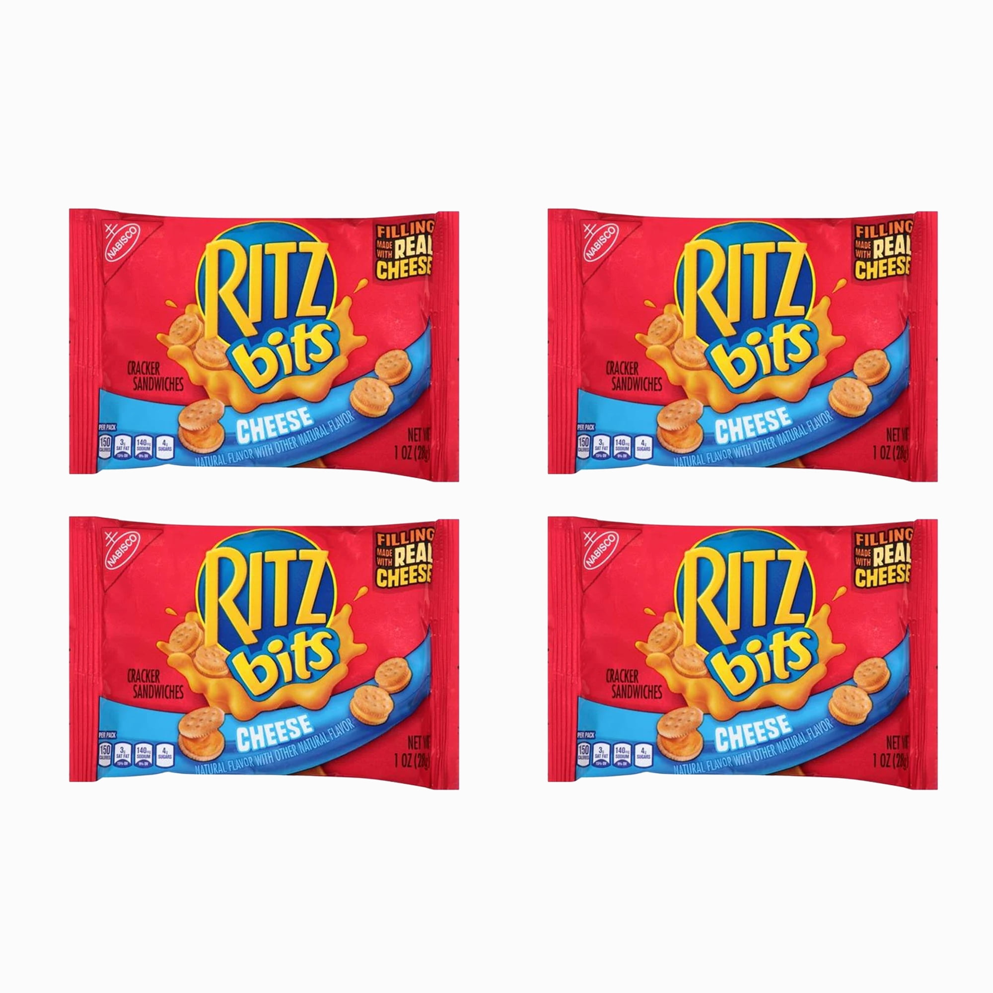 4 Pack Ritz Bits Cheese Sandwich Crackers Small bites, big flavor