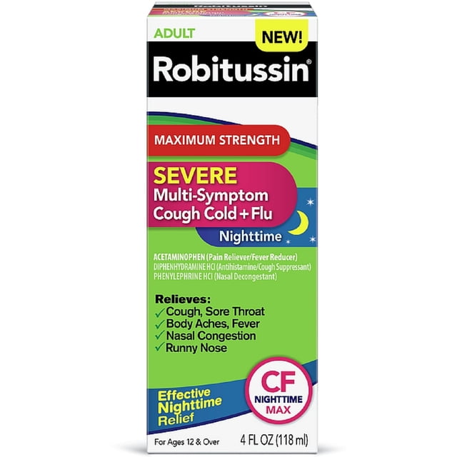 4 Pack Robitussin Maximum Strength Severe MultiSymptom Cough Cold