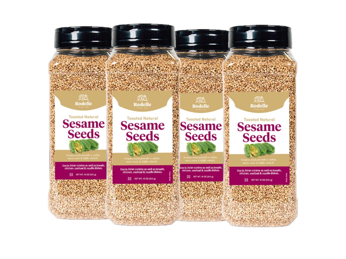 4 Pack Rodelle Toasted Sesame Seeds, 18 oz