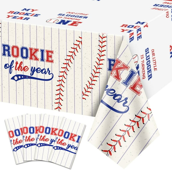 PIXHOTUL Waterproof 51" x 87" Baseball PE Plastic Tablecloth