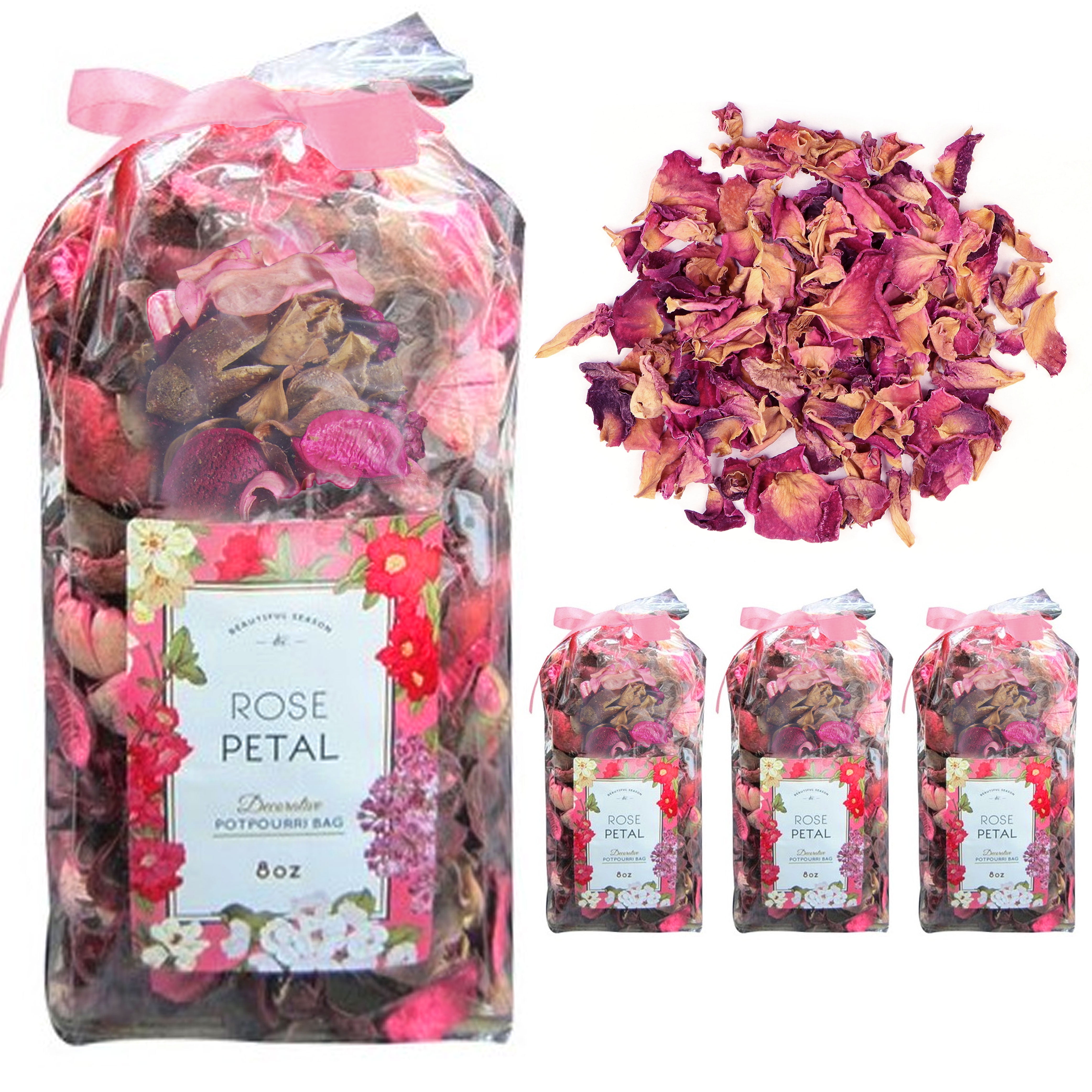 4 Pack Rose Potpourri Aroma Scented Decoration Bathroom Kitchen Living