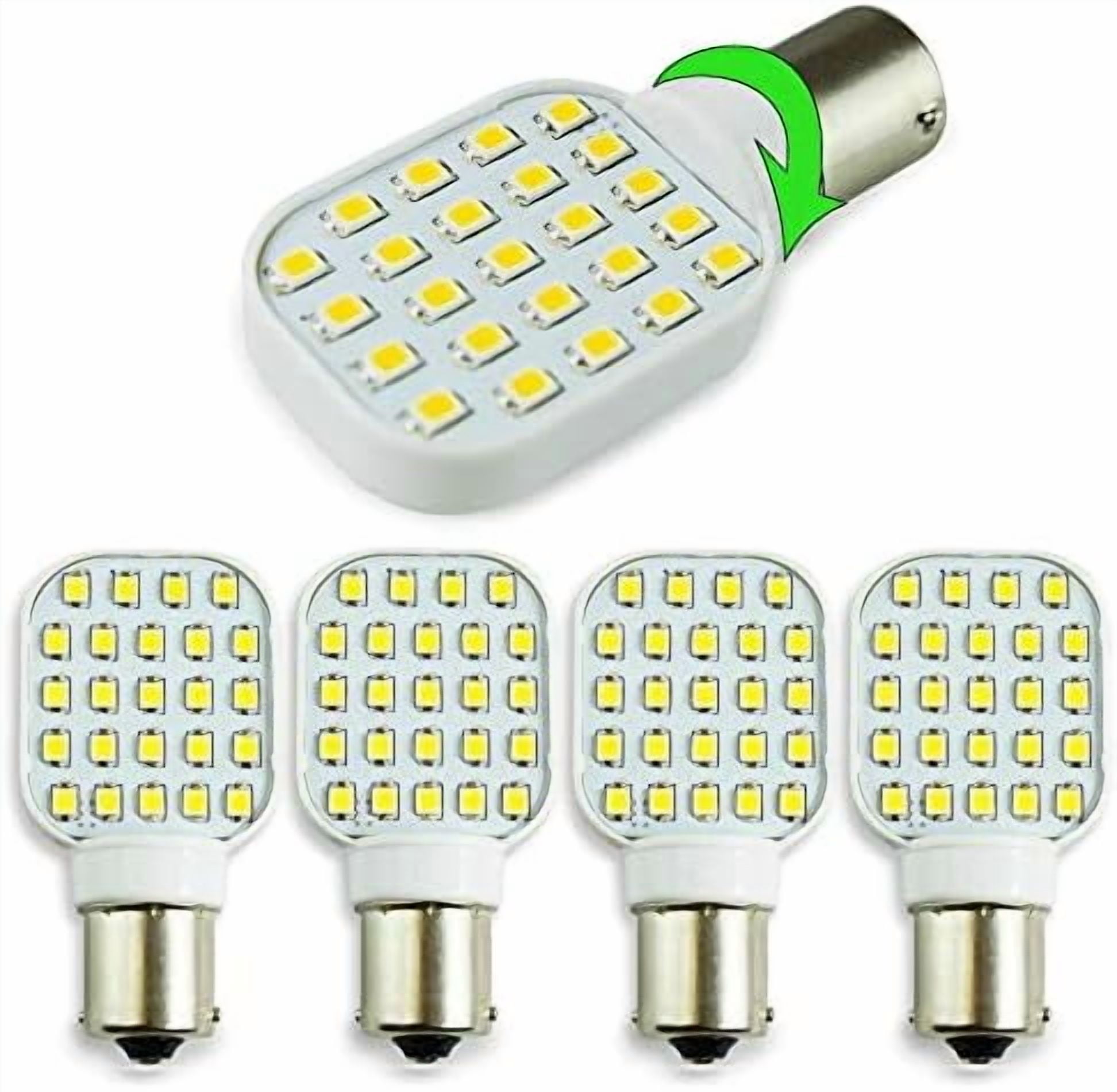 4 Pack Rotating Super Bright 300 Lumen 1141 1156 Wedge RV Interior LED ...