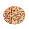 thumbnail image 1 of 4 Pack Round Braided Placemats Natural Rattan Handmade Heat Resistant Thick Hot Pads Mats,Rattan Trivets, 1 of 6