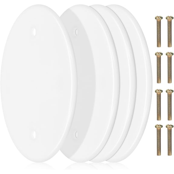 4 Pack Round Ceiling Cover Plates 4.33 Inch Plastic Electrical Box Caps with Screws, Blank Wall Plate Circular Ceiling Hole Covers, Easy Installation for Home & Office, Durable & Versatile