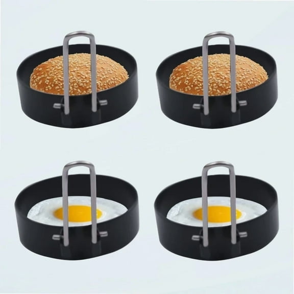 4 Pack Round Egg Rings, 3" Non-stick Stainless Steel Egg Cooker Rings for Breakfast Sandwiches and Burgers