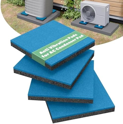 4 Pack Rubber Anti Vibration Pads for AC Condenser Pad, 8'' X 8'' X 3/4 ...