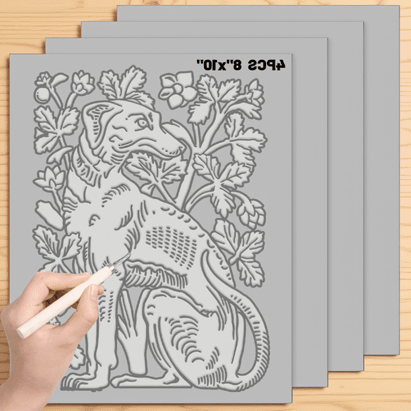 4 Pack Rubber Carving Blocks for Printmaking, 8 x 10 Inch Linoleum Blocks for Engraving and Art Projects