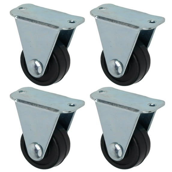 4 Pack Rubber Caster Wheel Single Wheels Heavy Duty Non-Swivel Top Plat Furniture Caster for Platform Trolley Accessory