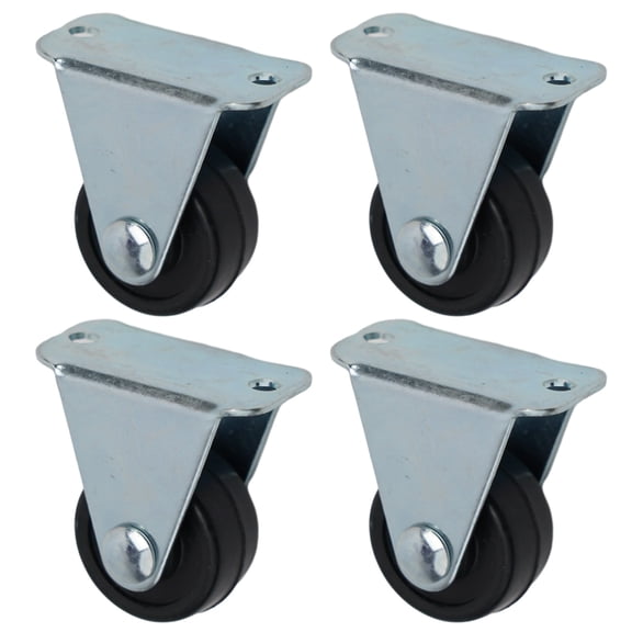 4 Pack Rubber Caster Wheel Single Wheels Heavy Duty Non-Swivel Top Plat Furniture Caster for Platform Trolley Accessory