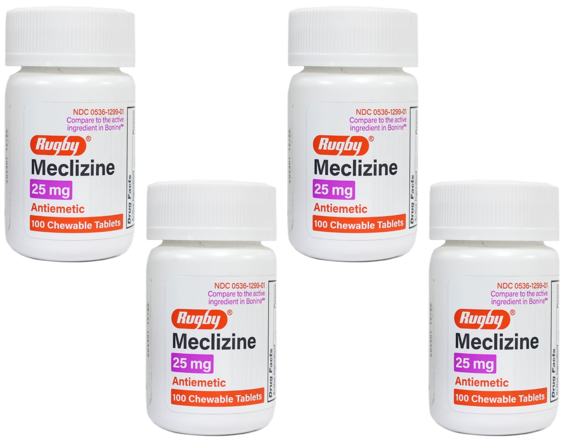 4 Pack Rugby Meclizine 25 mg 100 Chwbls