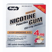 4 Pack Rugby Nicotine Polacrilex Gum 4 mg Sugar Free, Coated Fruit 100 Pieces Ea