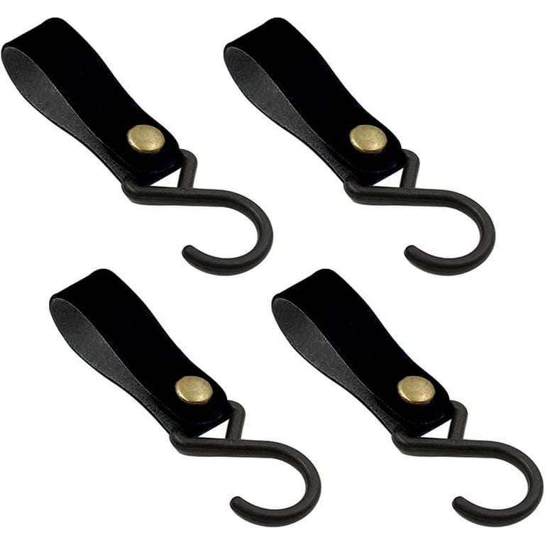 4-Pack S Hooks for Hanging, 2 Inch Small S Hooks with Leather