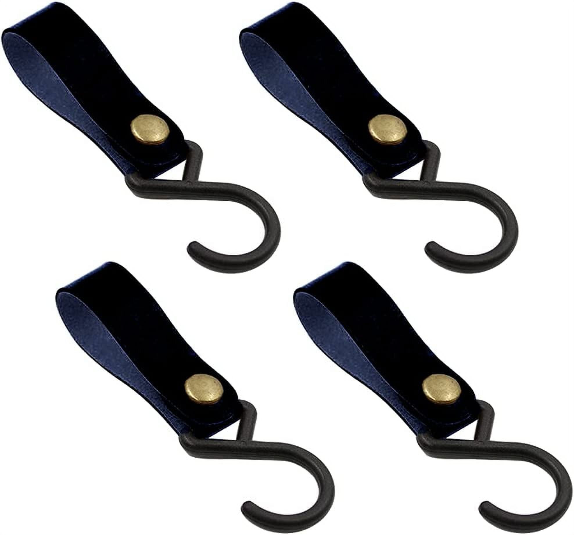 4Pack S Hooks for Hanging, 2 Inch Small S Hooks with Leather Straps, S Shaped Hangers Plastic