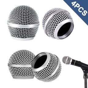 4 Pack SM58 Microphone Head Replacement ,Standard Size Steel Mesh Ball with Inner Foam Windscreen,Compatible with SM58 BETA58 SM58LC SA-M30 SV100 RK143G Pgx2 Slx2