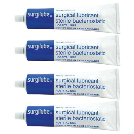 4 Pack SURGILUBE Lubricating Jelly Lube Sterile Tube Screw Top Tube 4.25oz Each