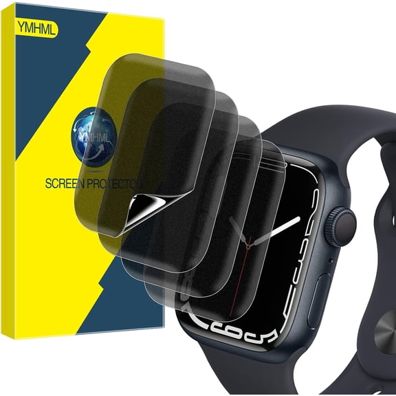 [ 4 Pack ] SZSZ Privacy Screen Protector Compatible for Apple Watch Series 9 8 7 45mm, [Upgrade Anti-Spy Film] Soft Anti-Scratch Matte Film for Apple Watch Series 9 8 7 Accessories Matte Black, 45mm