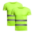thumbnail image 1 of 4 Pack Safety Shirts High Visibility Short Sleeve Reflective T Shirt Breathable Moisture-Wicking Work Tops Comfy Summer Tops Green 2pc L, 1 of 4