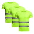 thumbnail image 1 of 4 Pack Safety Shirts High Visibility Short Sleeve Reflective T Shirt Breathable Moisture-Wicking Work Tops Comfy Summer Tops Green 3pc L, 1 of 4