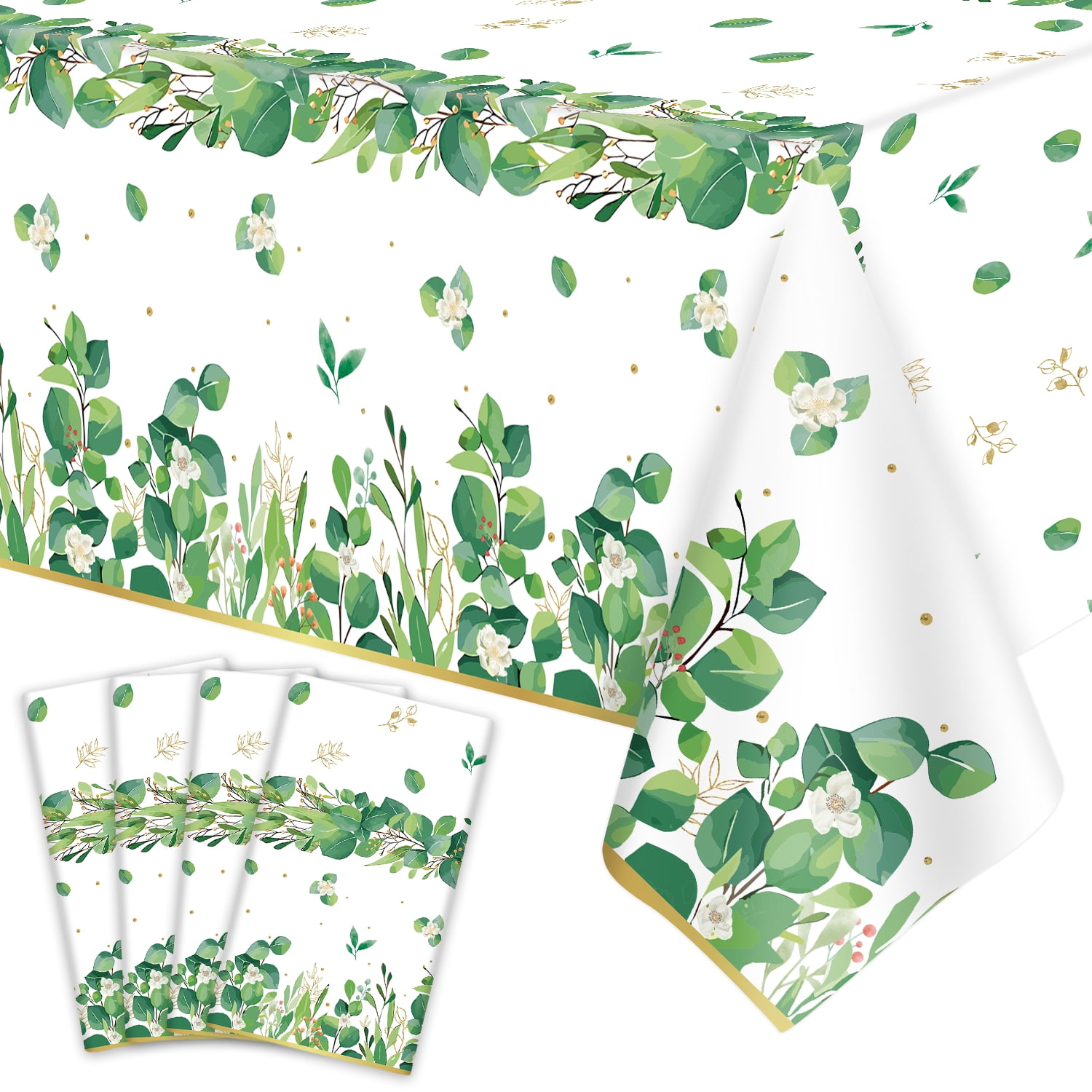 4 Pack Sage Green Eucalyptus Leaf Tablecover Sage Greenery Tablecloth