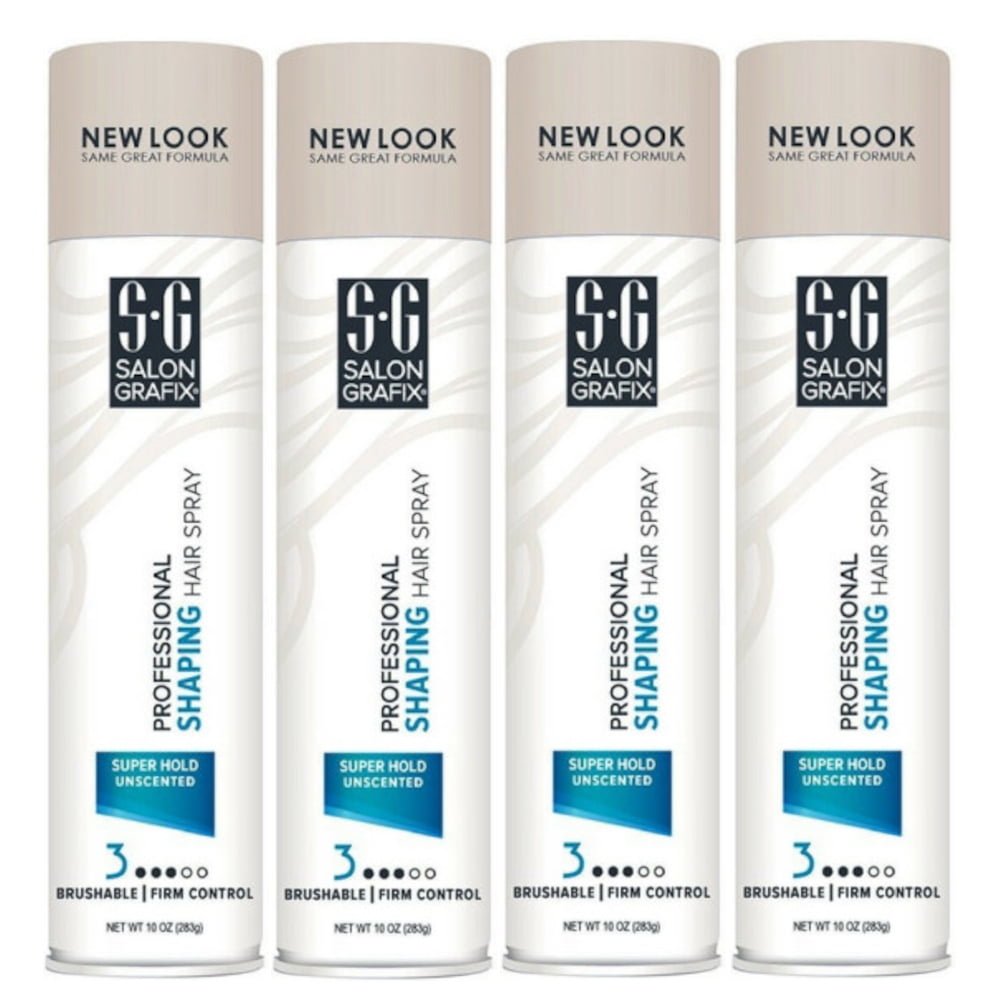 4 Pack Salon Grafix Unscented Shaping Hair Spray, 10oz each