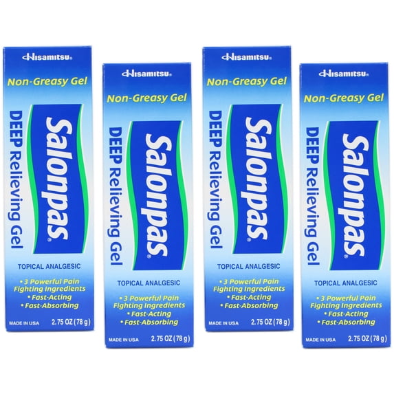Salonpas Deep Pain Relieving Gel 4 pack for minor aches and pains 2.75 oz each