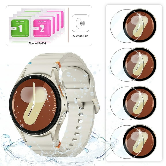 [4 Pack] For Samsung Galaxy Watch 7/6/5/4 40mm Clear HD Screen Protector Tempered Glass,2.5D 9H Hardness Ultra-thin Tempered Glass for Samsung Galaxy Watch Anti Scratch, Bubble Free