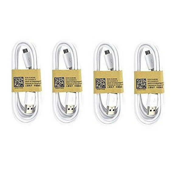 4 Pack Samsung OEM 5-Feet Micro USB Data Sync Charging Cables for Galaxy S3/S4 - Non-Retail Packaging - White - New