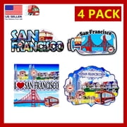 4 Pack San Francisco Fridge Magnets   3D Souvenir Refrigerator Magnet Set with Golden Gate Bridge, Cable Car, Painted Ladies, Palace of Fine Arts   California Travel Gifts, City Decor, Collectible