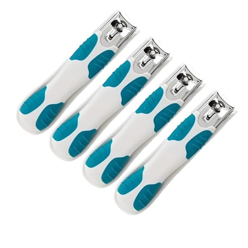 4 Pack Sandhill Tools Comfort Hold Fingernails Clippers Non-Slip Sure Grip Foot Toenails Clippers Stainless Steel Sharp Trimmer for Men and Women