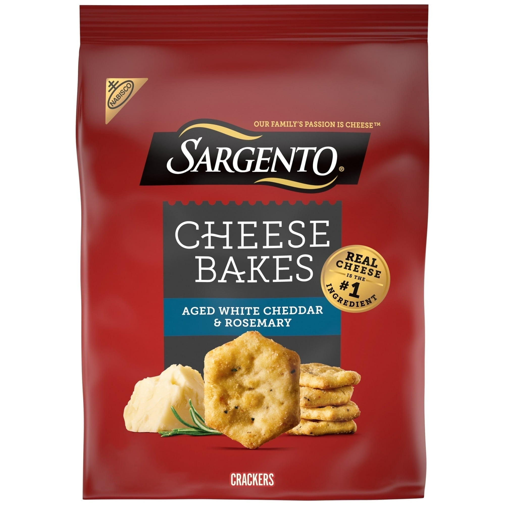 (4pack) Sargento® Cheese Bakes Aged White Cheddar & Rosemary Crackers, Cheese Crackers, Lunch Snacks, 4.5 oz
